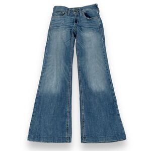 Ariat Trouser Jeans Womens 26S Blue Medium Wash Denim Stretch Flare Leg Zip Fly
